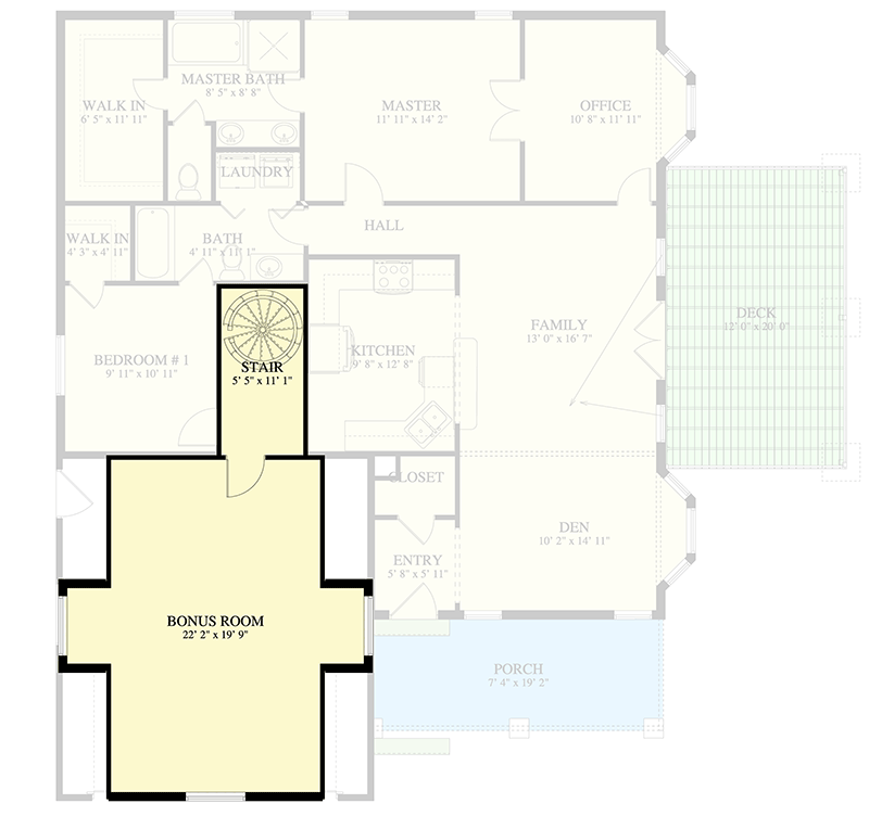 Plan 61388UT: 5-Bed House Plan with Bonus Room and Lower-level ADU  - Floor Plan - 2nd Floor - Mountain, Traditional