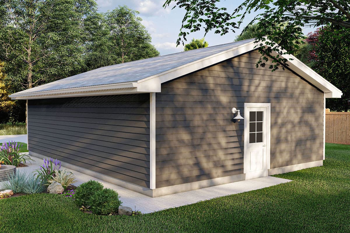 Plan 623027DJ: 2-Car Detached Garage with Single 16' by 7' Garage Door