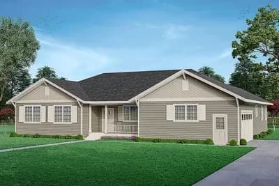 One-level Country Home Plan with Home Office or Hobby Room