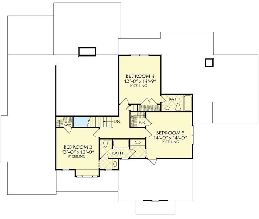 Plan 710399BTZ: 2-Story Modern Farmhouse Plan with Vaulted Keeping Room and Rear Covered Porch - 3025 Sq Ft - Floor Plan - 2nd Floor - Country, Craftsman, Modern Farmhouse, New American