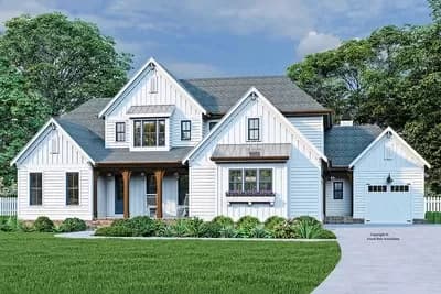 2-Story Modern Farmhouse Plan with Vaulted Keeping Room and Rear Covered Porch - 3025 Sq Ft