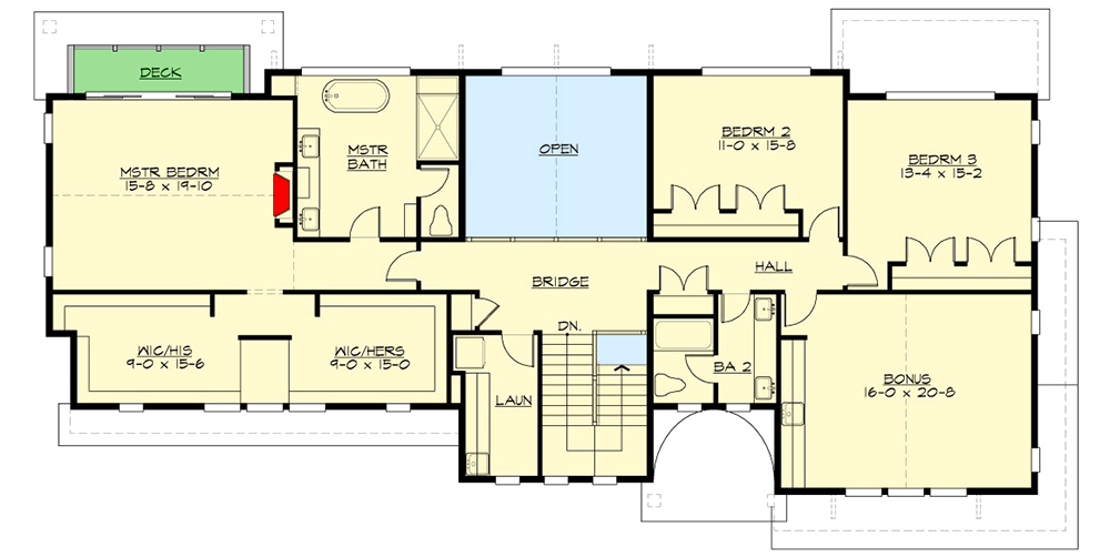 Plan 23904JD: Stunning 2-Story House Plan with Open Living Space and Guest Bedroom - Floor Plan - 2nd Floor - Coastal, Modern Farmhouse, New American, Northwest, Transitional