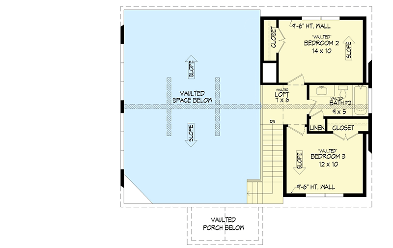 Plan 68798VR: Mountain Home Plan with 2-Story Living and 2-Story Vaulted Ceiling - 1770 Sq Ft - Floor Plan - 2nd Floor - Mountain, Rustic, Vacation