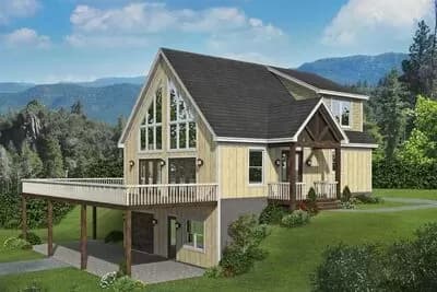 Mountain Home Plan with 2-Story Living and 2-Story Vaulted Ceiling - 1770 Sq Ft