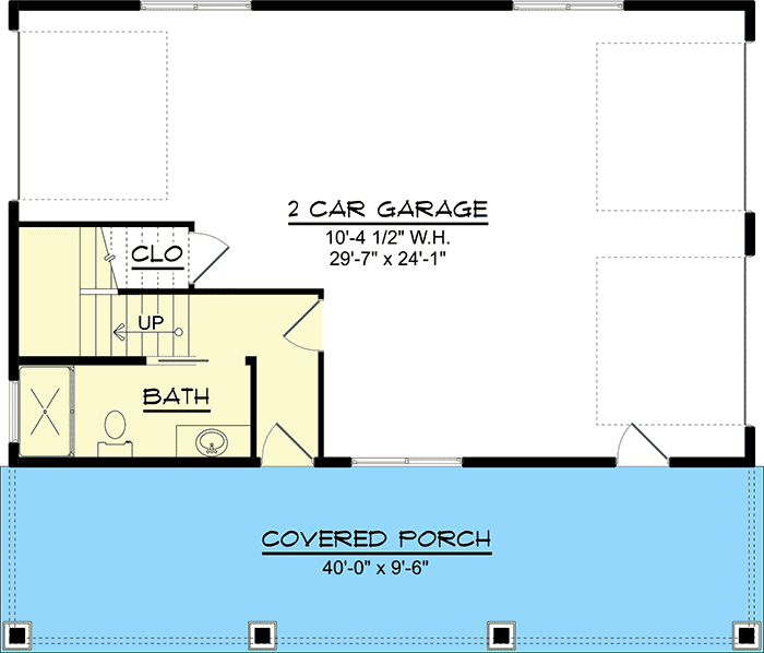 Plan 135064GRA: Detached Craftsman Garage with Covered Porch - Floor Plan - Main Level - Cottage, Country, Traditional