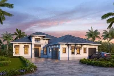 Coastal European Home Plan with Spacious Great Room and Outdoor Living Area