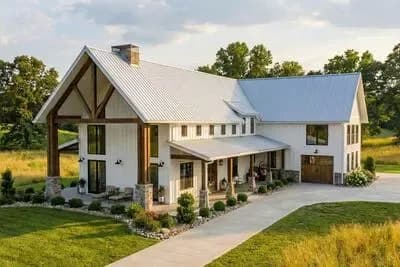 4-Bedroom Modern Farmhouse Barndominium with Large Bonus Room Over Garage - 3205 Sq Ft