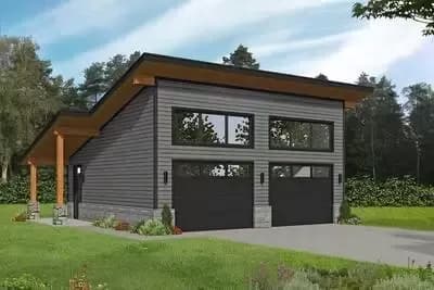 Contemporary 2-Car Detached Garage with High Ceilings