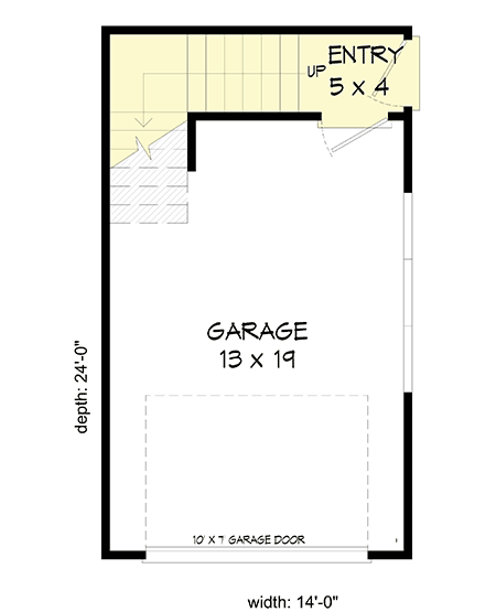 Plan 68805VR: Mountain Craftsman ADU with 3/4 Bathroom - 323 Sq Ft - Floor Plan - Main Level - Carriage, Country, Traditional