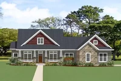 Country Craftsman Home Plan with Super-sized Walk-in Pantry