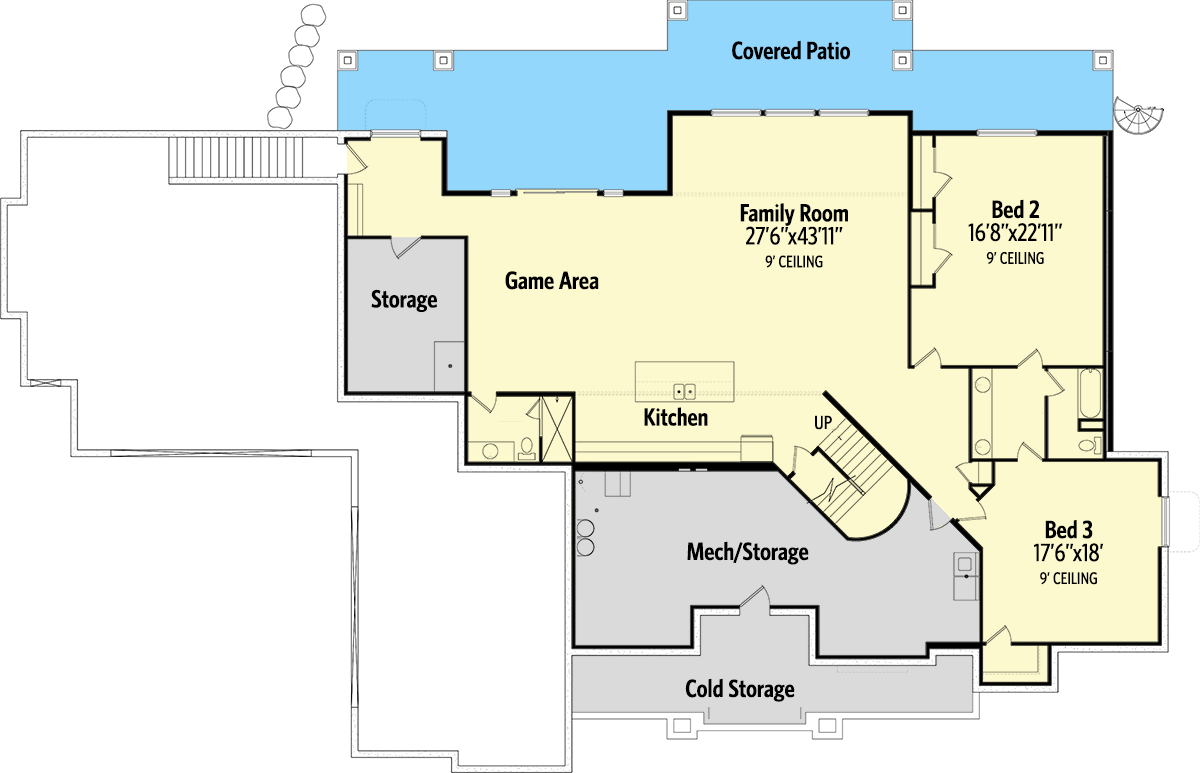 Plan 849003PGE: Spacious Mountain Home Plan with Exercise Room off Primary Bedroom - Floor Plan - Lower Level - European, Traditional
