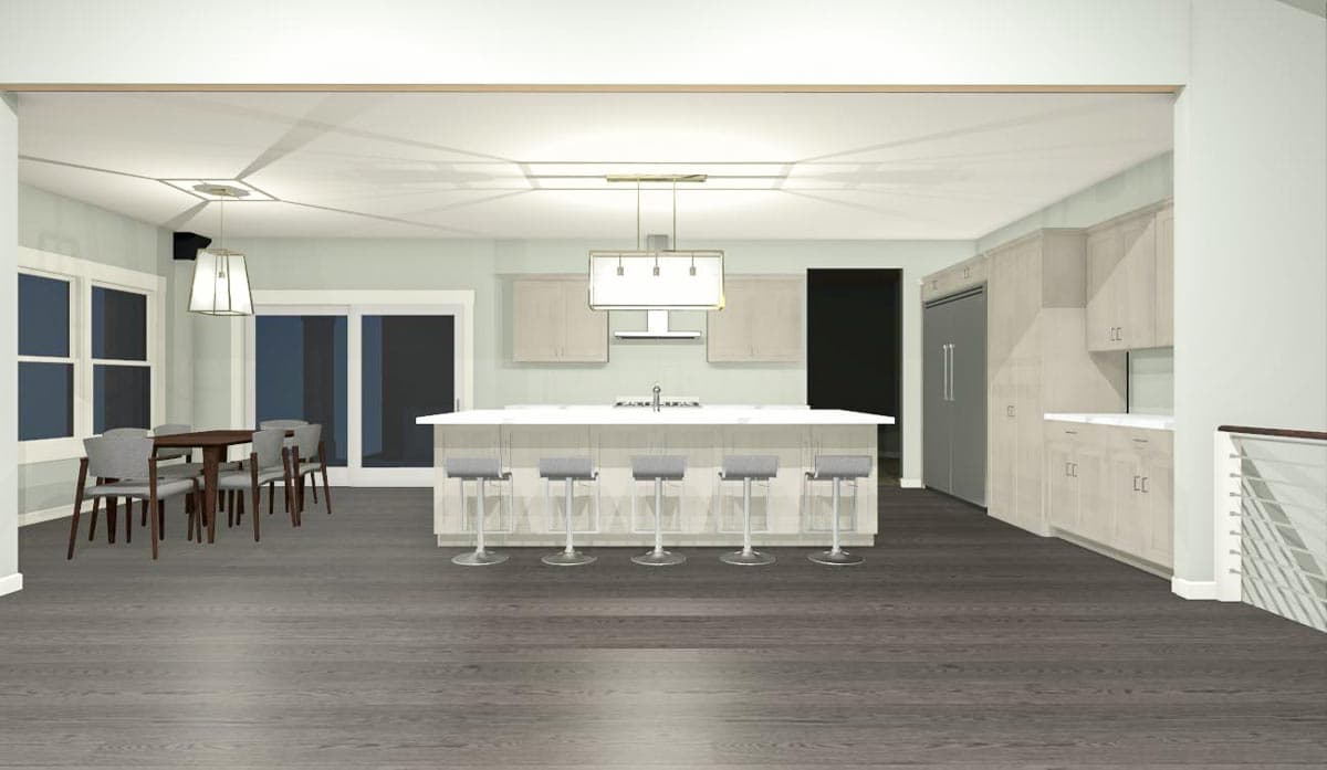 Plan 149010AND: New American Home Plan with Angled 3-Car Garage - Image #9 - Contemporary, New American, Transitional