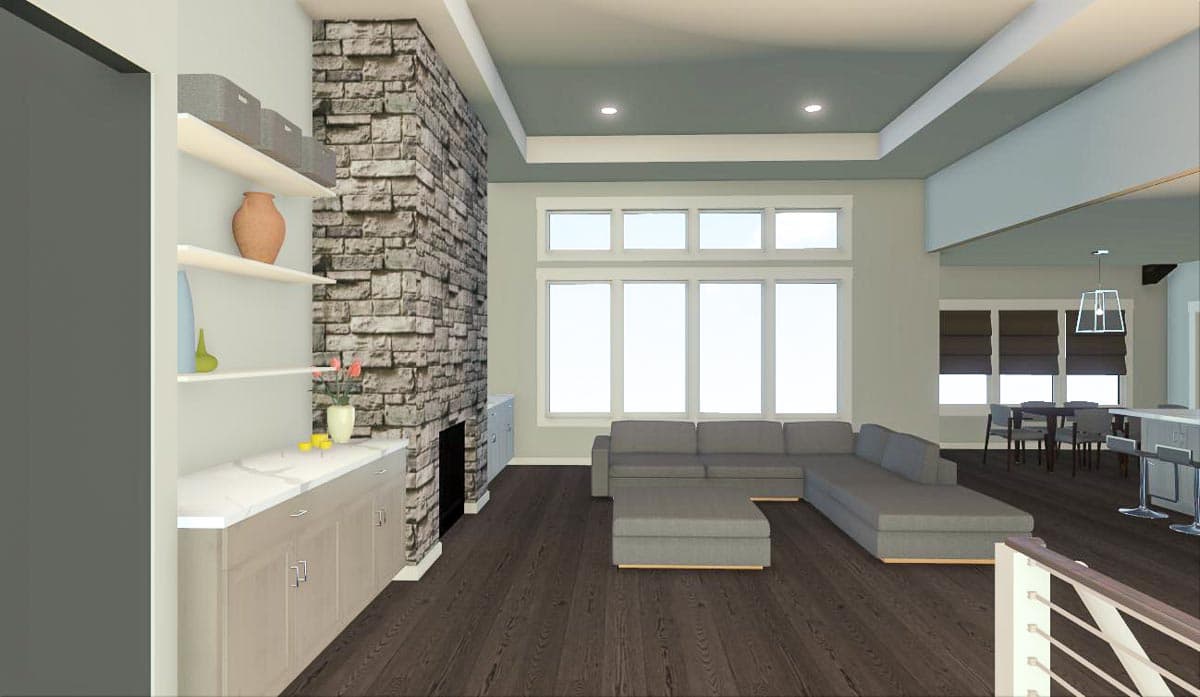 Plan 149010AND: New American Home Plan with Angled 3-Car Garage - Image #7 - Contemporary, New American, Transitional