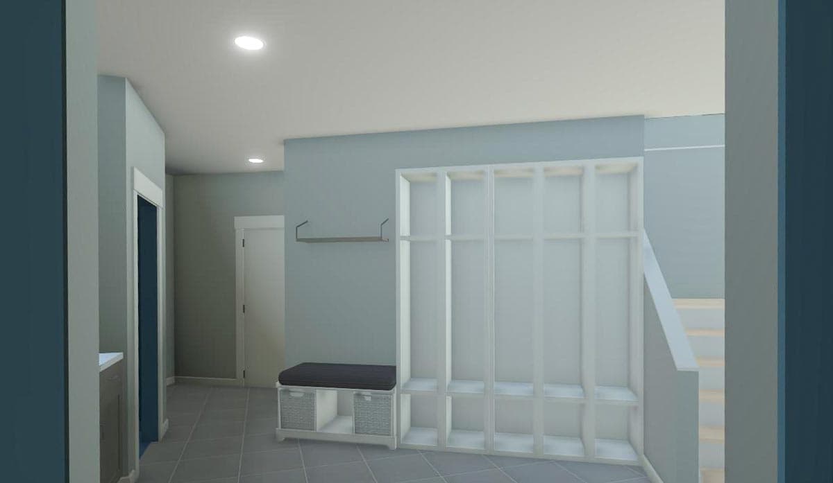 Plan 149010AND: New American Home Plan with Angled 3-Car Garage - Image #11 - Contemporary, New American, Transitional