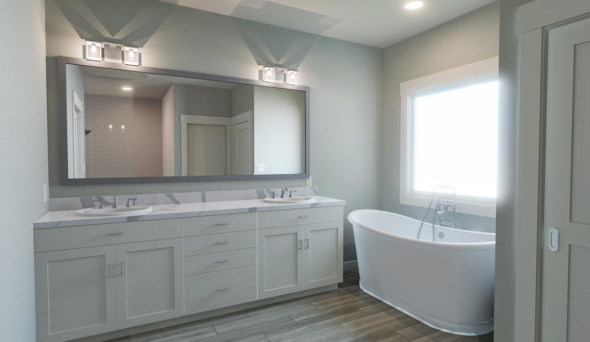 Plan 149010AND: New American Home Plan with Angled 3-Car Garage - Image #12 - Contemporary, New American, Transitional