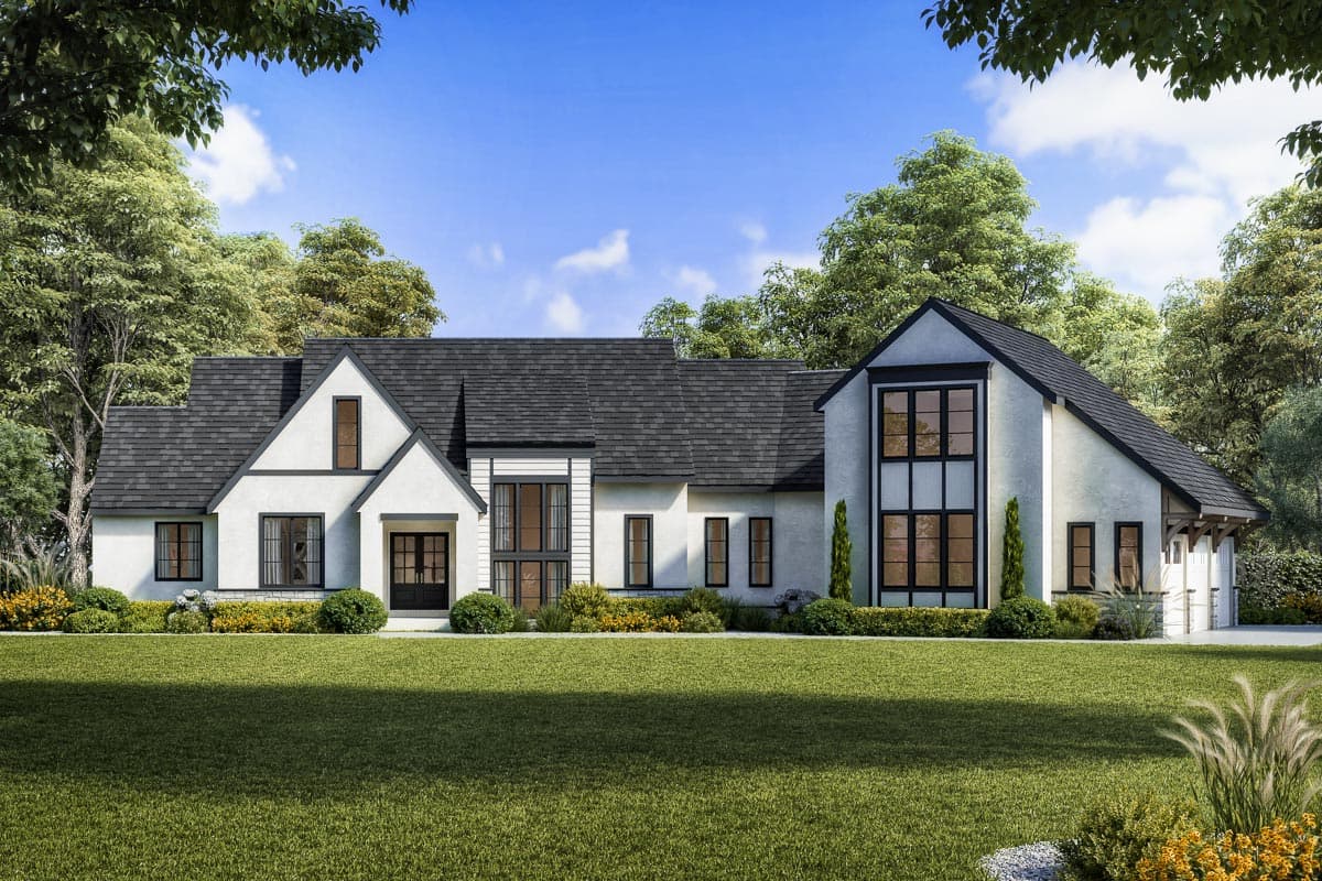 Plan 149010AND: New American Home Plan with Angled 3-Car Garage - Image #6 - Contemporary, New American, Transitional