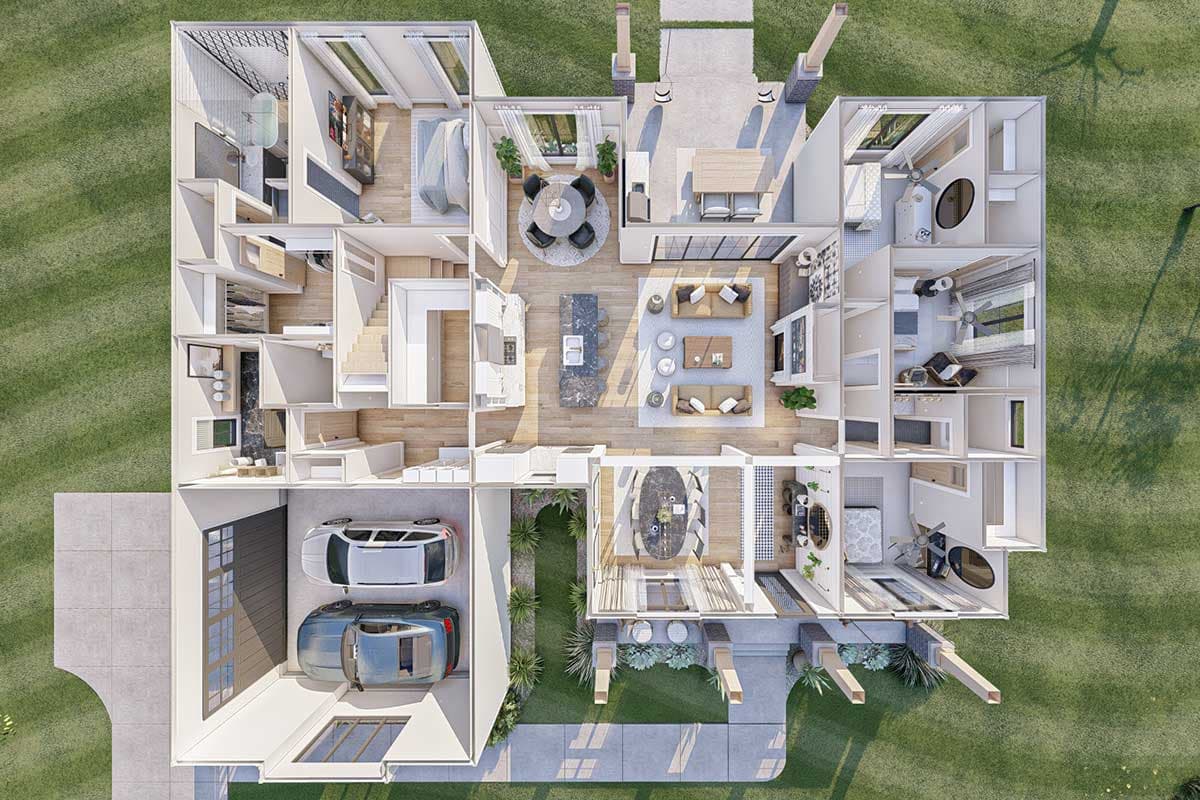 Plan 623037DJ: 4-Bed Modern Farmhouse Plan with a Split Bedroom Layout and a Vaulted Great Room - Image #7 - Country, Farmhouse, Modern Farmhouse, New American, Southern