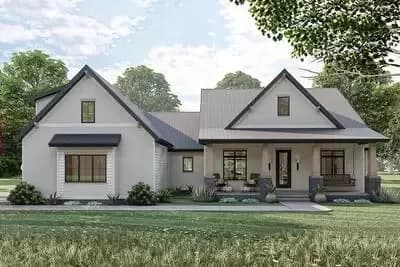 4-Bed Modern Farmhouse Plan with a Split Bedroom Layout and a Vaulted Great Room
