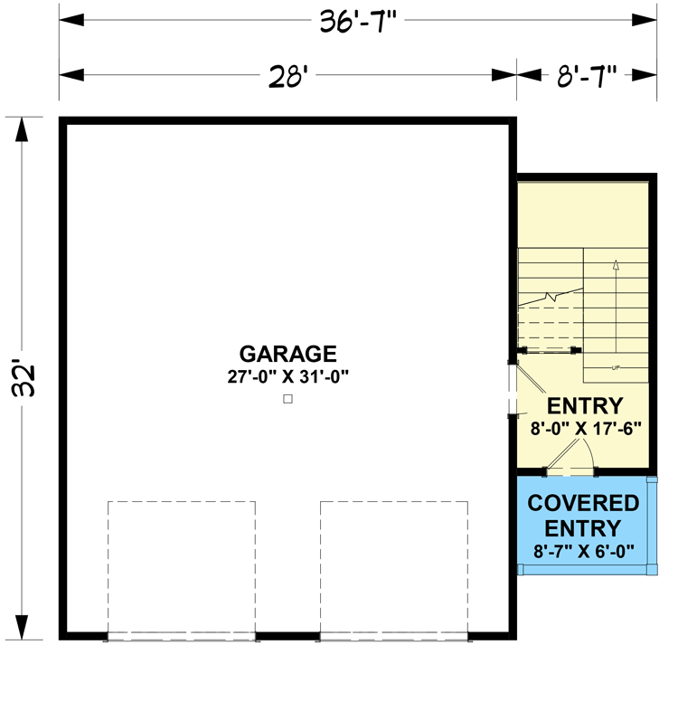 Plan 765033TWN: Craftsman Carriage House Plan with Extra-Deep Garage - 1085 Sq Ft - Floor Plan - Main Level - Carriage, Colonial, Country, Southern, Traditional