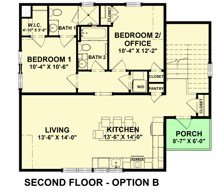 Plan 765033TWN: Craftsman Carriage House Plan with Extra-Deep Garage - 1085 Sq Ft - Floor Plan - Second Floor - Option B - Carriage, Colonial, Country, Southern, Traditional