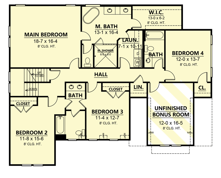 Plan 260011RVC: Modern Farmhouse with Home Office and Screened Porch - Floor Plan - 2nd Floor - Country, Modern Farmhouse, New American, Traditional