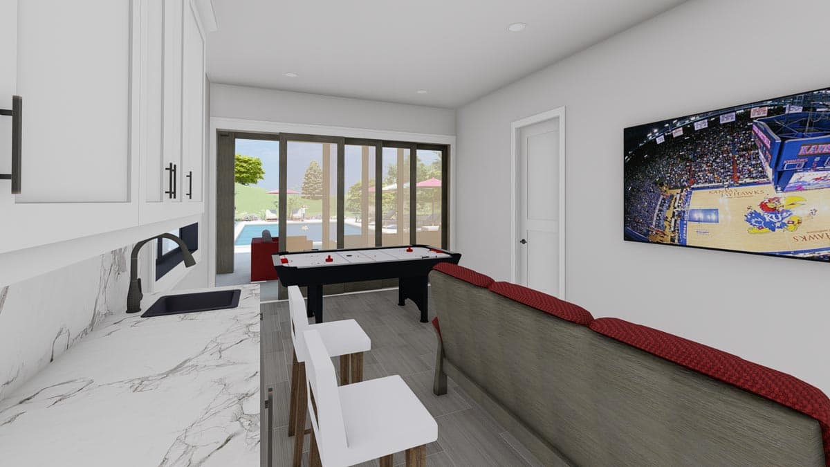 Plan 64519SC: Contemporary Pool House Plan with Covered Porch - Image #4 - Contemporary