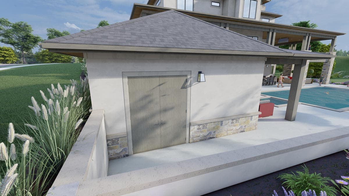 Plan 64519SC: Contemporary Pool House Plan with Covered Porch - Image #7 - Contemporary