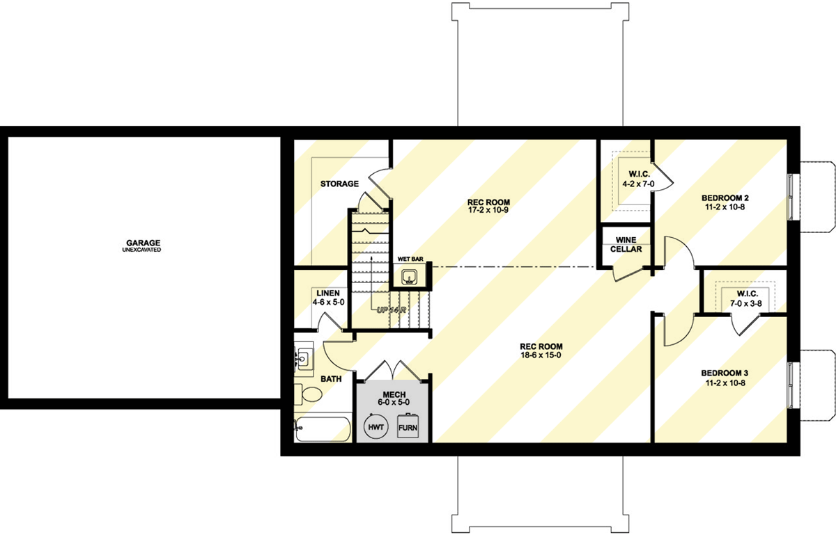 Plan 67816MG: Craftsman House Plan with Flex Room and 2-Car Garage - 1232 Sq Ft - Floor Plan - Optionally Finished Lower Level - Craftsman, Ranch