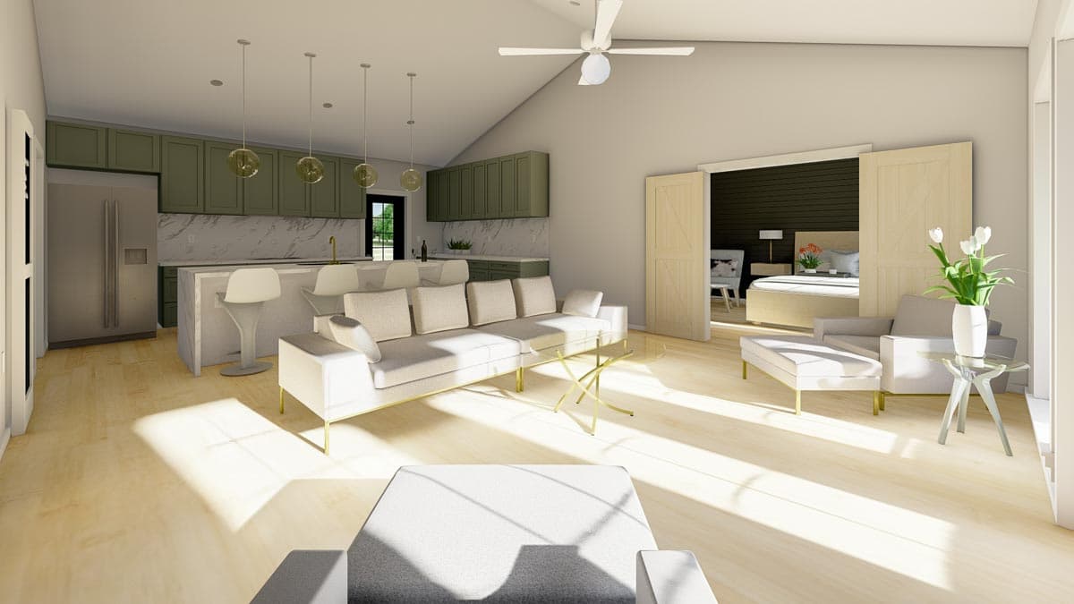 Plan 67816MG: Craftsman House Plan with Flex Room and 2-Car Garage - 1232 Sq Ft - Image #4 - Craftsman, Ranch