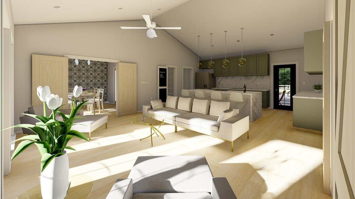 Plan 67816MG: Craftsman House Plan with Flex Room and 2-Car Garage - 1232 Sq Ft - Image #5 - Craftsman, Ranch