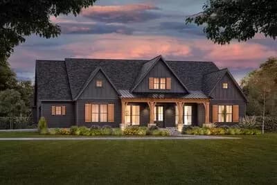 Split Bedroom Modern Farmhouse with Outdoor Kitchen and Optional Game Room 