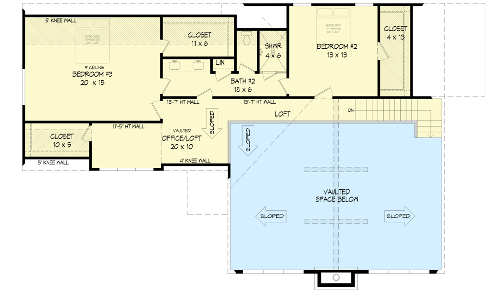 Plan 68806VR: Mountain Craftsman with Wraparound Deck and Option to Finish Basement - Floor Plan - 2nd Floor - Country, Craftsman, Mountain