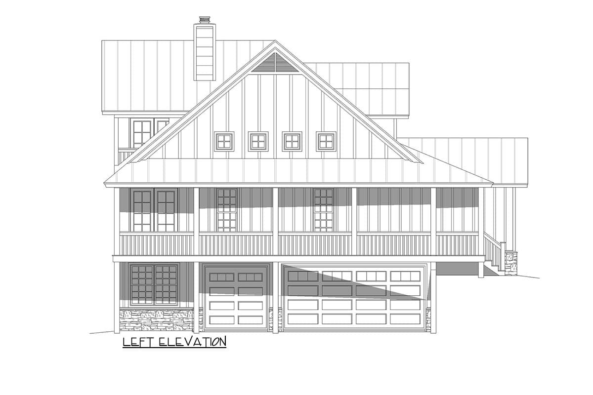 Plan 68808VR: Country Home Plan with 3-sided Wraparound Porch and a Drive-under Garage - Image #4 - Cottage, Country, Farmhouse