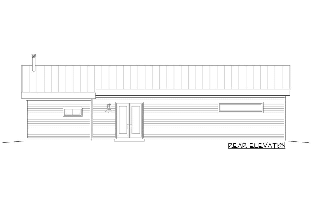 Plan 68809VR: 2-Bed Contemporary Home Plan with 4-Car Heated Garage - Image #4 - Contemporary, Mid Century Modern, Modern