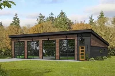 2-Bed Contemporary Home Plan with 4-Car Heated Garage