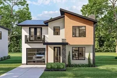Modern-style House Plan with a Compact Footprint and 3 Upstairs Bedrooms