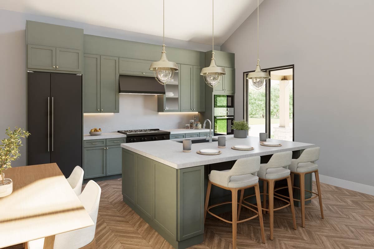 Plan 135072GRA: Farmhouse-Inspired Barndominium with Wraparound Porch - 2039 Sq Ft - Image #5 - Barndominium, Country, Craftsman, Farmhouse, Mountain, Rustic, Vacation