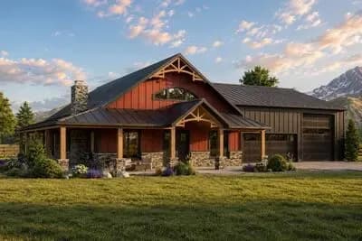 Farmhouse-Inspired Barndominium with Wraparound Porch - 2039 Sq Ft