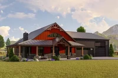 Farmhouse-Inspired Barndominium with Wraparound Porch - 2039 Sq Ft