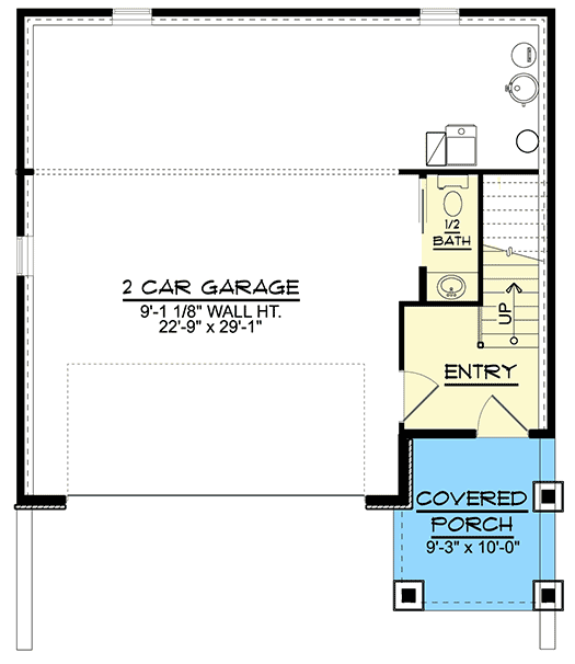 Plan 135074GRA: 2-Bed Craftsman Carriage House Plan with Storage Space - Floor Plan - Main Level - Carriage, Craftsman, Modern Farmhouse, New American