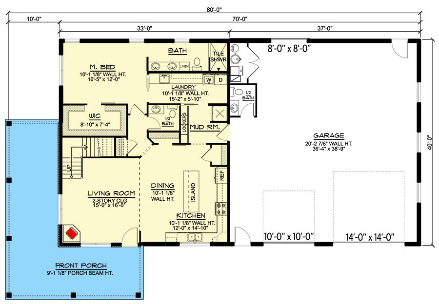 Plan 135075GRA: Deluxe Barndominium with 2-Story Living Room - 2311 Sq Ft - Floor Plan - Main Level - Barndominium, Country, Modern Farmhouse, Rustic, Vacation