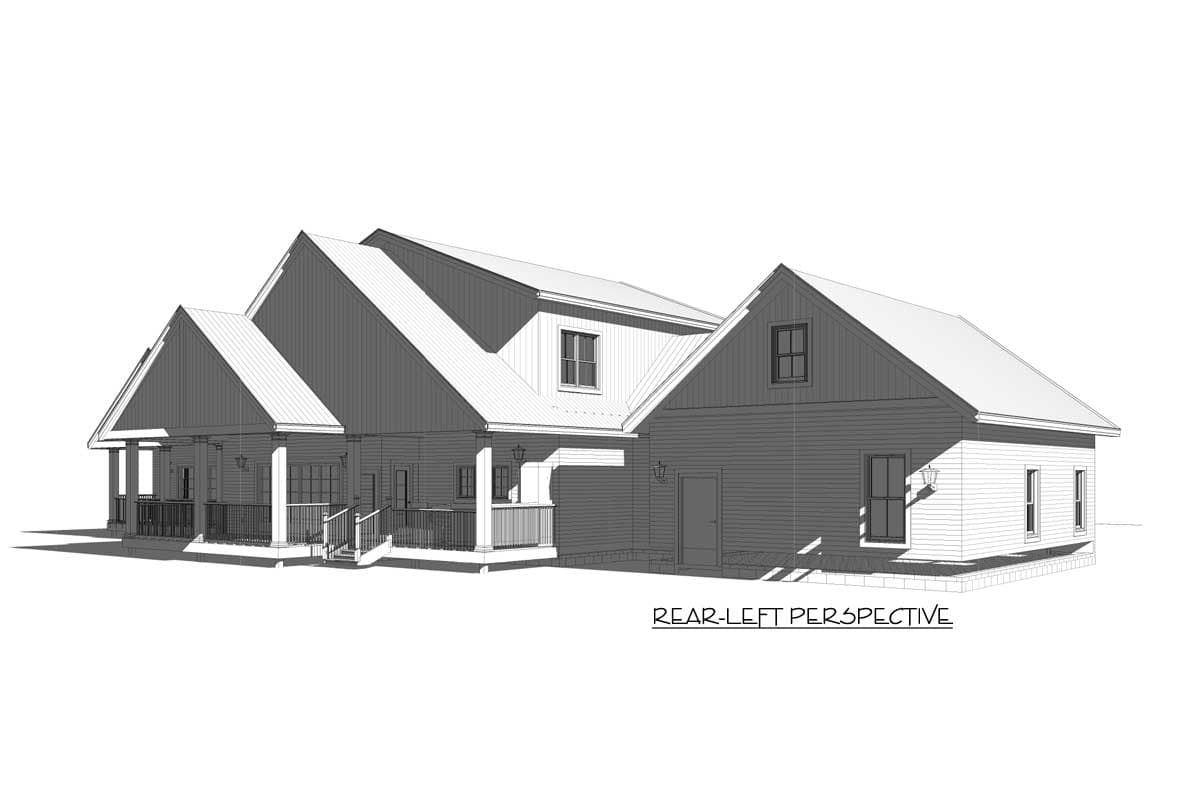 Plan 46447LA: New American Farmhouse with Upstairs Workspace and Loft/Media Room - Image #4 - Country, Farmhouse, Modern Farmhouse, New American