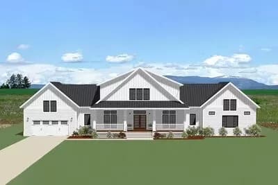 New American Farmhouse with Upstairs Workspace and Loft/Media Room