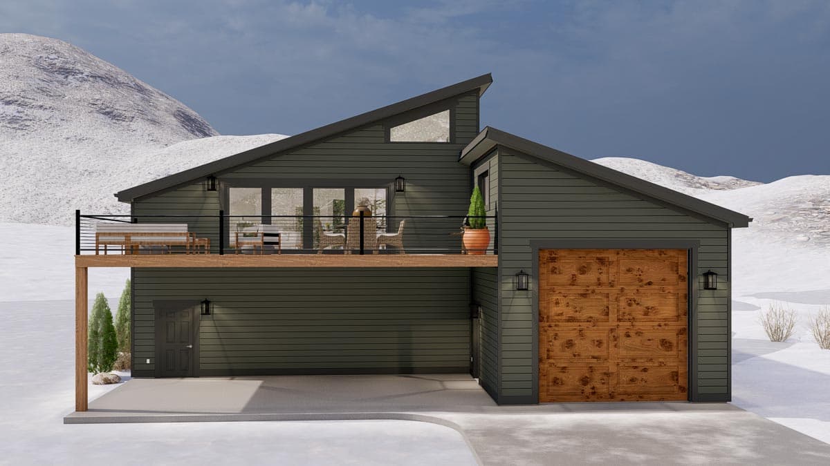Plan 61252UT: Contemporary Carriage House with Studio Apartment - Image #6 - Carriage, Contemporary, Mid Century Modern, Modern