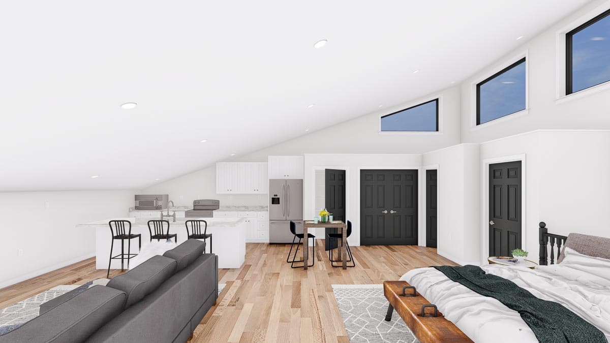 Plan 61252UT: Contemporary Carriage House with Studio Apartment - Image #9 - Carriage, Contemporary, Mid Century Modern, Modern