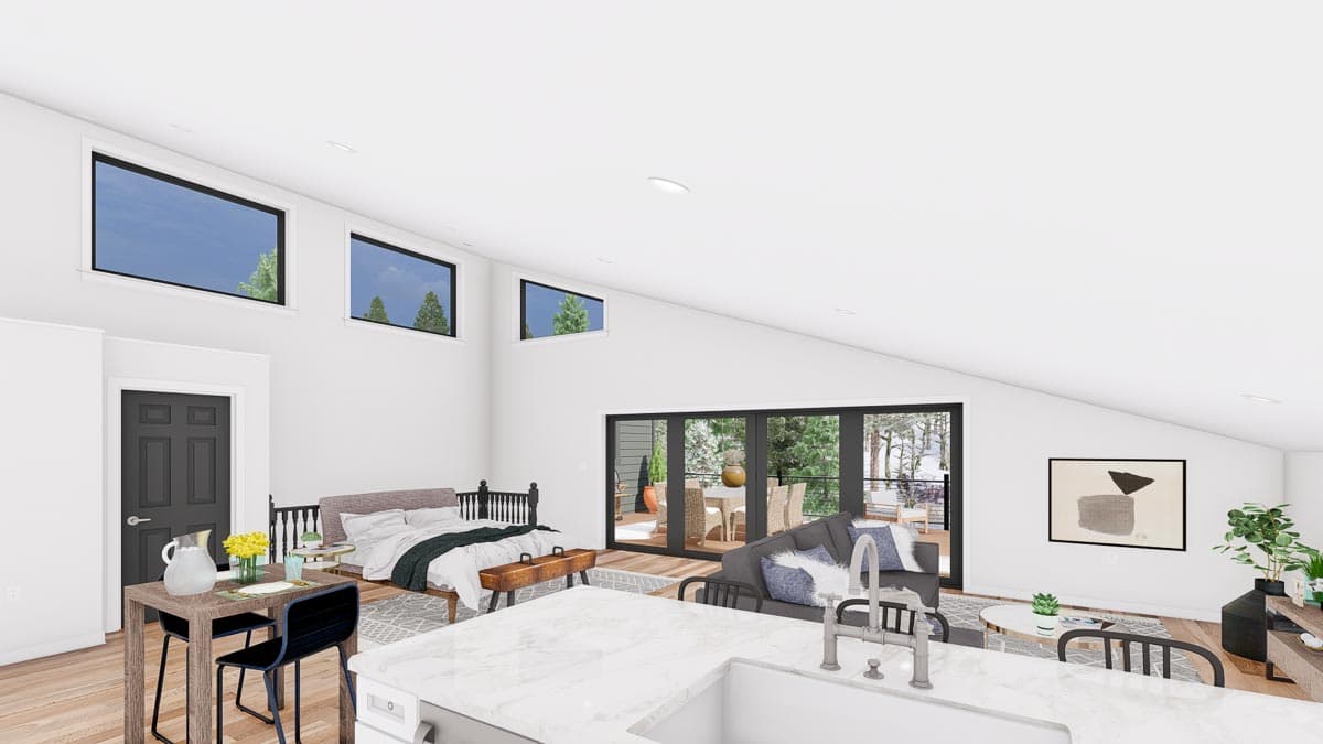 Plan 61252UT: Contemporary Carriage House with Studio Apartment - Image #13 - Carriage, Contemporary, Mid Century Modern, Modern