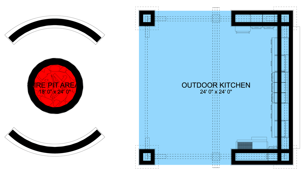 Plan 61260UT: Covered Outdoor Kitchen with Firepit - Floor Plan - Main Level
