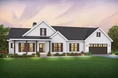 Contemporary Ranch Home Plan with Flex Room and Deep Tandem-ready Garage - 1975 Sq Ft
