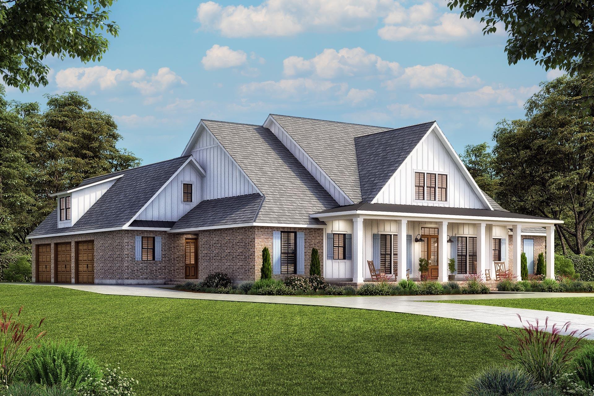 Plan 56509SM: Farmhouse with a Home Office/Flex Room and a Massive Rear Porch - 3449 Sq Ft - Image #4 - Country, Farmhouse, Modern Farmhouse, Southern