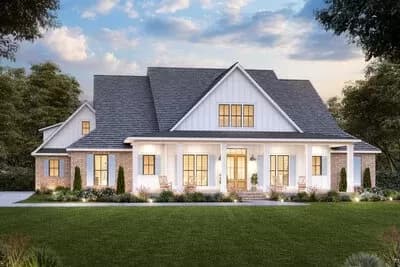 Farmhouse with a Home Office/Flex Room and a Massive Rear Porch - 3449 Sq Ft